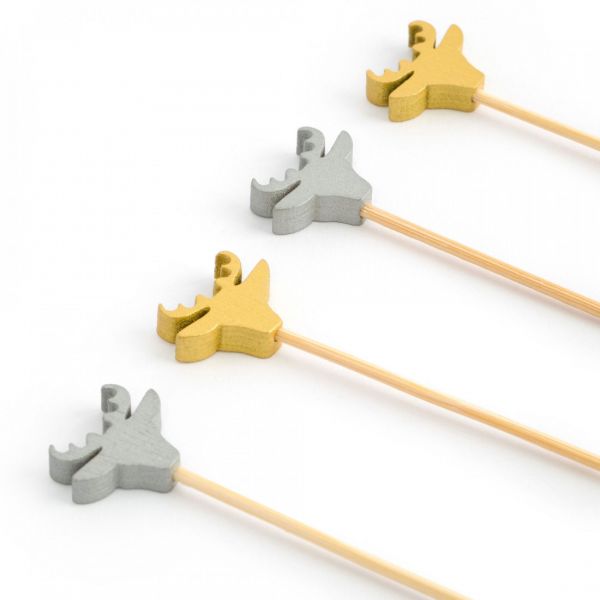 Шпажка для канапе 9 см, 20 шт, бамбук, серебристая/золотистая, Олень, New year
