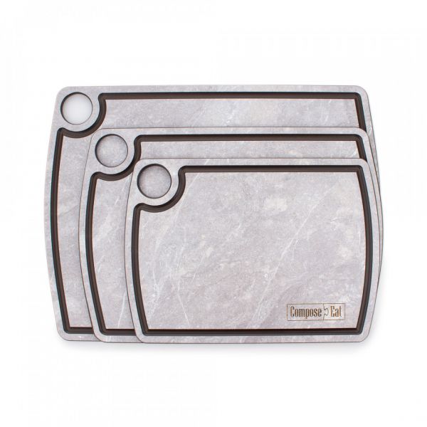 Набор из 3-х разделочных досок на подставке, мрамор светлый, в подарочной упаковке, композитный материал, Fashion ComposeEat
