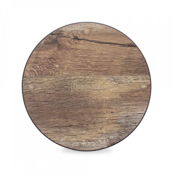 Доска круглая для сервировки и нарезки с желобом, 25 см, дуб мореный, композитный материал, Surface, DSJ2500634KL6, ComposeEat