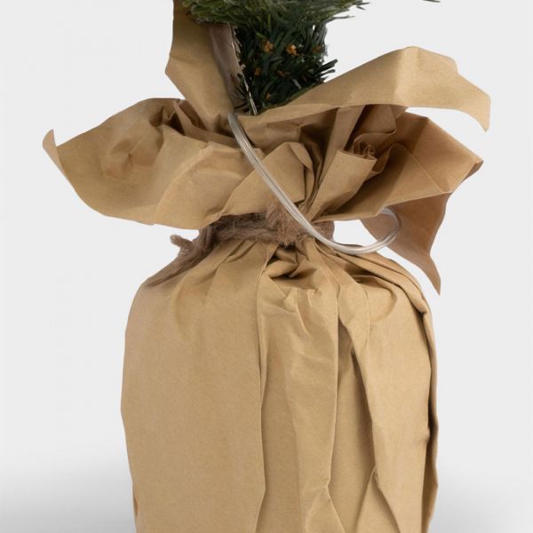 Ель искусственная 60 см, в крафте, с подсветкой, полиэтилен, Interior natural
