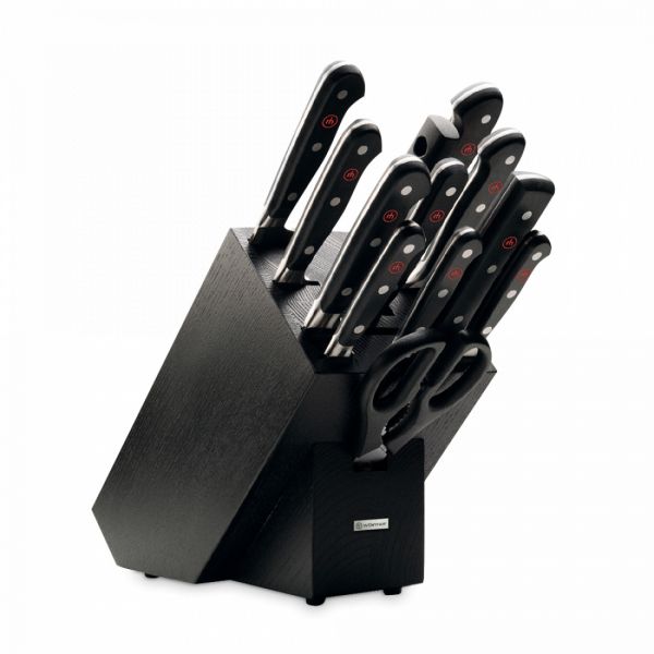 Набор кухонных ножей 9 шт + кухонные ножницы + вилка + мусат в деревянной подставке, Classic, WUESTHOF, 1090171204, Золинген