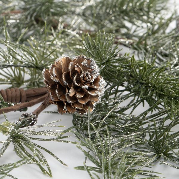 Венок декоративный 16/48 см, пластик/шишки, Еловая ветка, Interior Conifer
