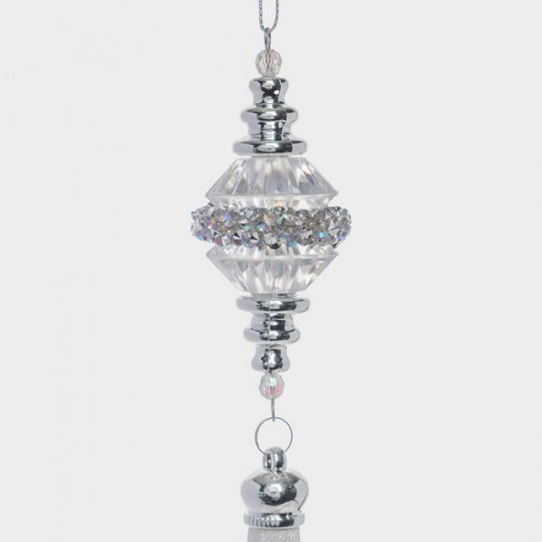 Игрушка елочная 17 см, пластик/полиэстер, серебристая, Кристалл с кистью, Event

