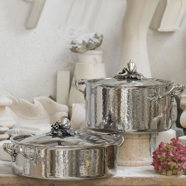 Кастрюля из нержавеющей стали 8 л, 26 см, крышка с посеребренной декорированной ручкой, Opus Prima RUFFONI