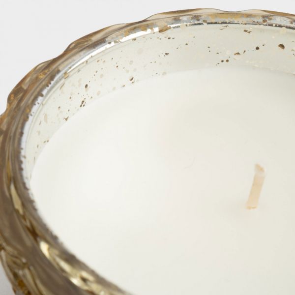 Свеча ароматическая 11 см, в подсвечнике, стекло, золотистая, Fig Hug Ca, Шар, New year
