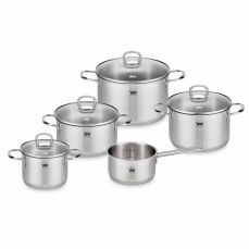 Набор посуды из 9 предметов для индукционных плит, 4 кастрюли, 1 ковш, 4 стеклянные крышки, нержавеющая сталь, Jaspis, 90835, ELO