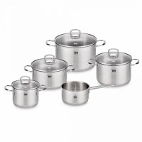 Набор посуды из 9 предметов для индукционных плит, 4 кастрюли, 1 ковш, 4 стеклянные крышки, нержавеющая сталь, Jaspis, 90835, ELO