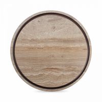 Доска круглая для нарезки и сервировки с желобом, 24 см, травертин капучино, композитный материал, Fashion, DRKJ240406KL6, ComposeEat