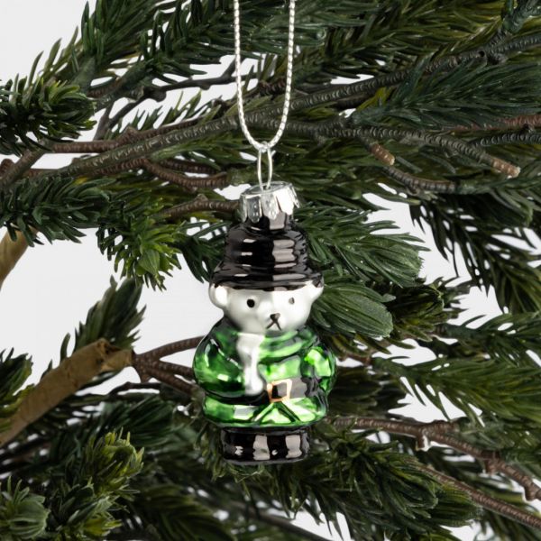 Игрушка елочная 4 см, стекло, зеленая, Собака, New year

