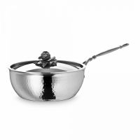 Вок диаметр 24 см, 4 л, нержавеющая сталь, крышка с посеребренной декорированной ручкой, Opus Prima, B24 Ruffoni, RUFFONI