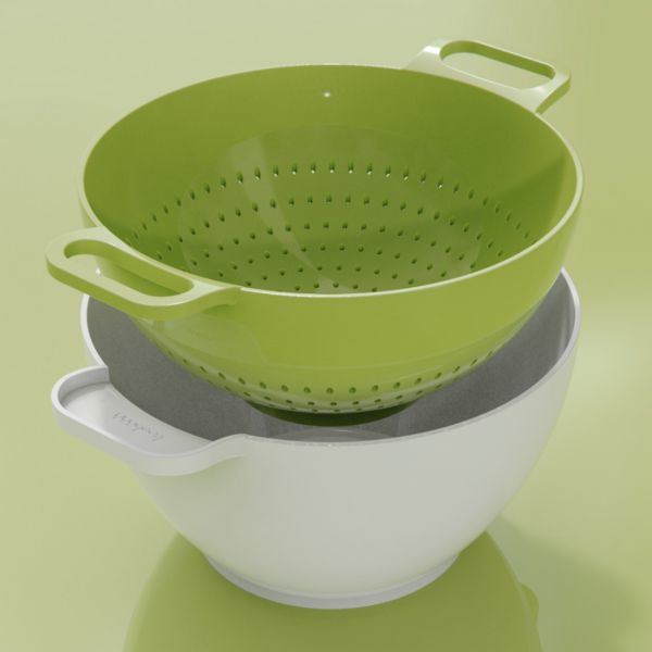 Дуршлаг с миской, диаметр 23.5 см, зеленый/белый, Bowls Colanders TREBONN