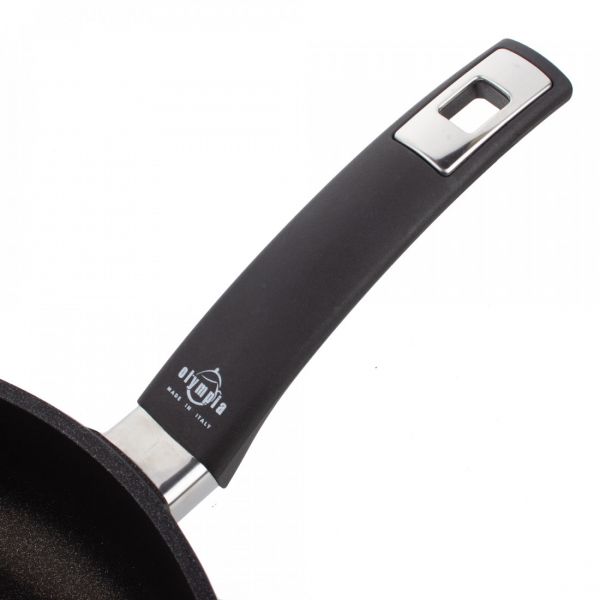 Сковорода глубокая для индукционных плит с антипригарным покрытием 28 см, литой алюминий с алмазным порошком, черный, Diamant Plus, 411.28, OLYMPIA