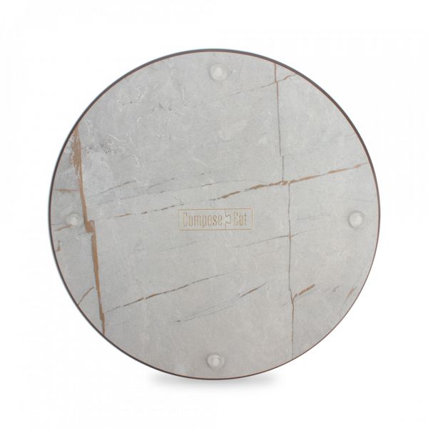 Доска круглая для нарезки и сервировки с желобом, 24 см, мраморный Грейс, композитный материал, Fashion, DRKJ240435KL6, ComposeEat