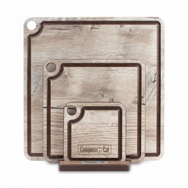 Набор сервировочных досок 3 шт, на подставке, дуб светлый, композитный материал, ProFashion ComposeEat