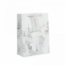 Пакет подарочный 18х24 см, бумага, белый, Лес в снегу, Maral grey