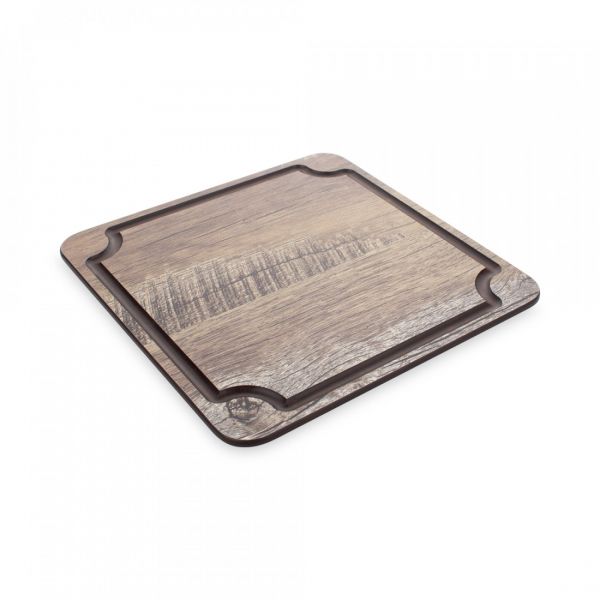 Доска для сервировки и нарезки с желобом 18x18 см, дуб мореный, композитный материал, Surface, DSJ1740634KL6, ComposeEat