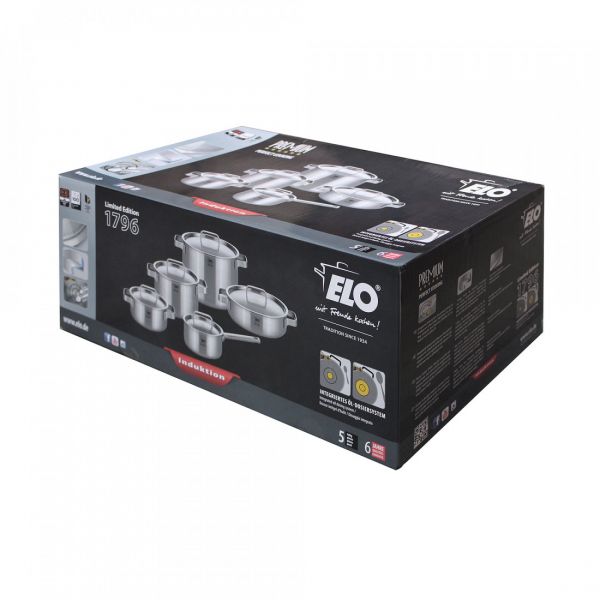 Набор посуды 10 предметов: 3 кастрюли, 1 сотейник, 1 ковшик, 5 крышек, Limited Edition ELO