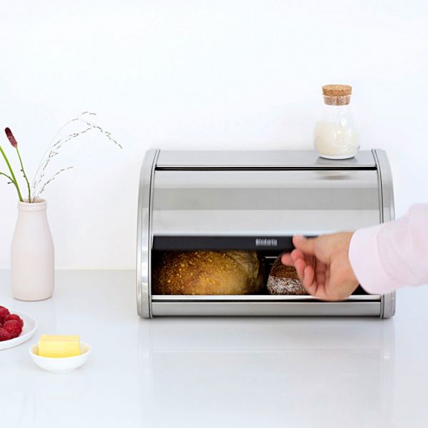 Хлебница со сдвигающейся крышкой (малая) нержавеющая сталь, пластик, стальной, Roll Top BRABANTIA