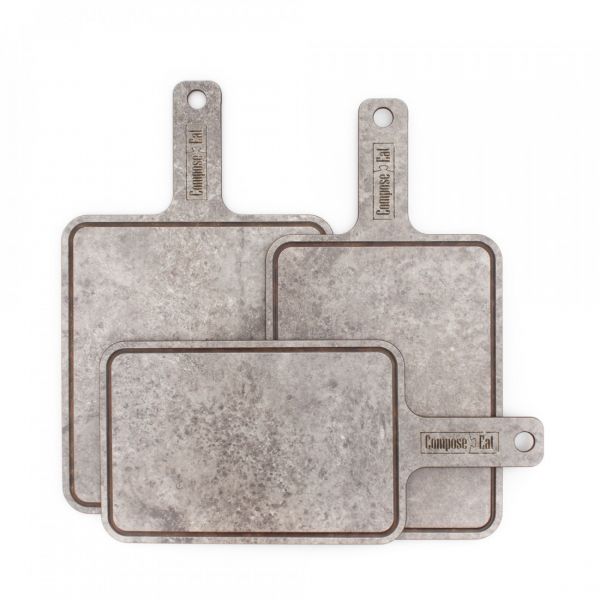 Доска разделочная композитная с ручкой, с желобом 33x18 см, мрамор серый, Everyday ComposeEat