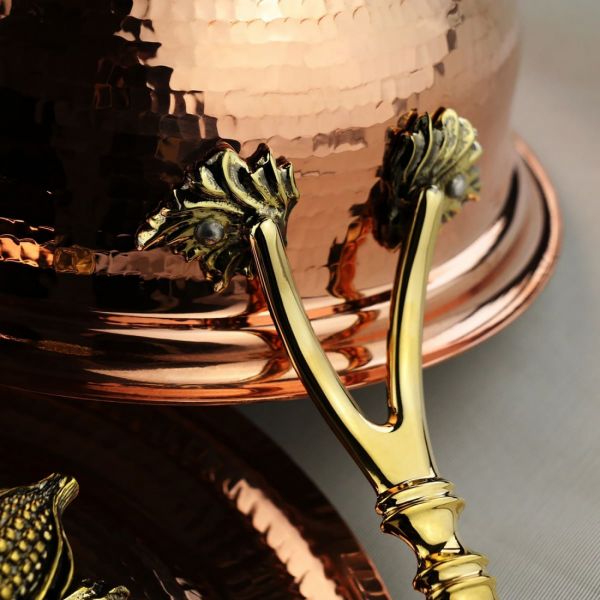 Сотейник медный 1.5 л с крышкой кованый с лужением 'Чеснок'