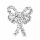 Украшение декоративное 13 см, на клипсе, пластик, серебристое, Бант, New year