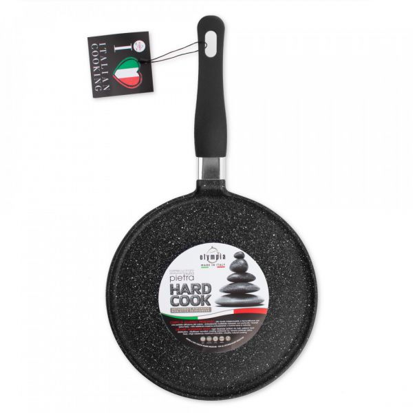 Сковорода для блинов с антипригарным покрытием 20 см, литой алюминий, черный, Hard Cook Fix, 212.20, OLYMPIA