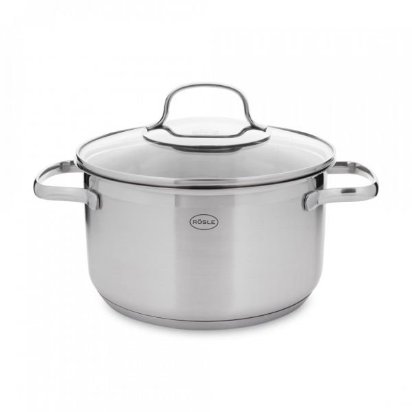 Набор посуды, 7 предметов: 3 кастрюли, 1 ковш, 3 стеклянные крышки, Elegance, 130149, ROESLE