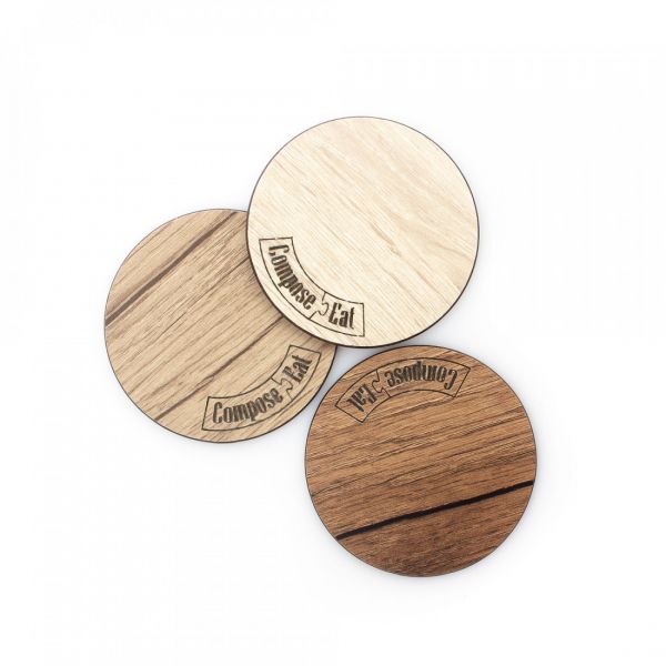 Подставка под кружку «Бирдекель», круглая 85x85 мм, дуб светлый, Basic ComposeEat