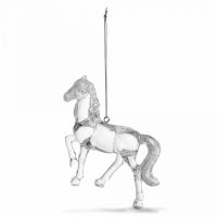 Игрушка елочная 9 см, акрил, серебристая, Лошадь, Horse