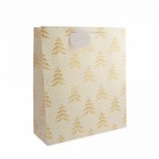 Пакет подарочный 42х48 см, бумага, серый, Золотистые елки, Fir