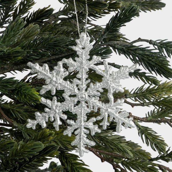 Игрушка елочная 8 см, пластик, серебристая, Снежинка, Event
