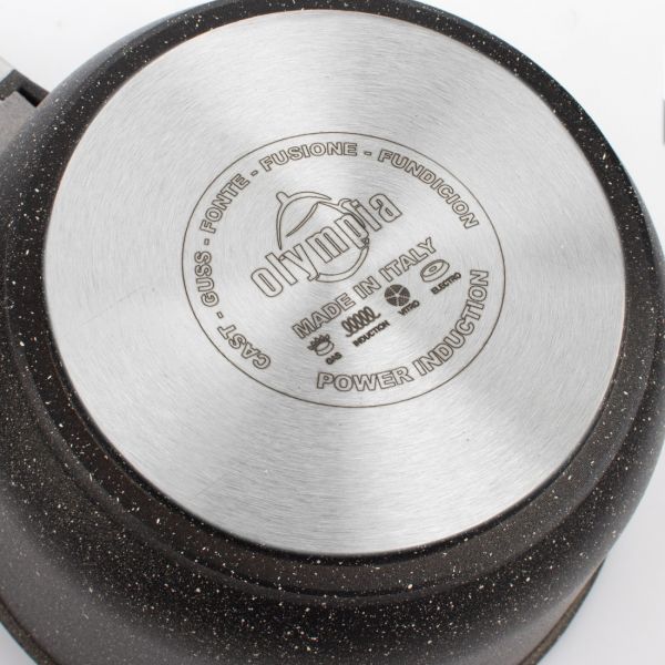 Ковш для индукционных плитс антипригарным покрытием 16 см, 1.9 л, литой алюминий, черный, Hard Cook Fix Induction, 205.16IND, OLYMPIA