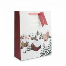 Пакет подарочный 26х32 см, бумага, бело-красный, Снежный город, Town