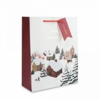 Пакет подарочный 26х32 см, бумага, бело-красный, Снежный город, Town