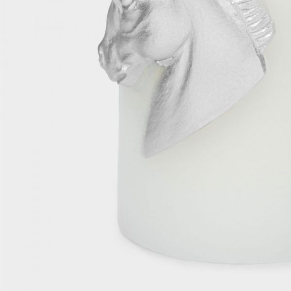 Свеча 10 см, цилиндрическая, серебристая, Лошадь, Horse
