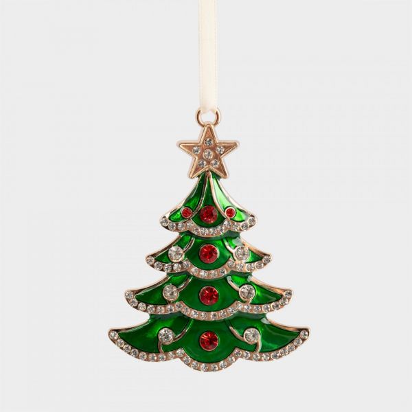 Игрушка елочная 9 см, металл, зеленая, Елка, New year
