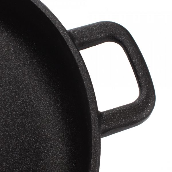 Сотейник с двумя ручками для индукционных плит с антипригарным покрытием 28 см, литой алюминий с алмазным порошком, черный, Diamant Plus, 413.28