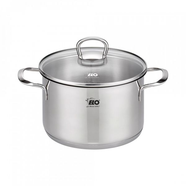 Набор посуды из 9 предметов для индукционных плит, 4 кастрюли, 1 ковш, 4 стеклянные крышки, нержавеющая сталь, Jaspis, 90835, ELO