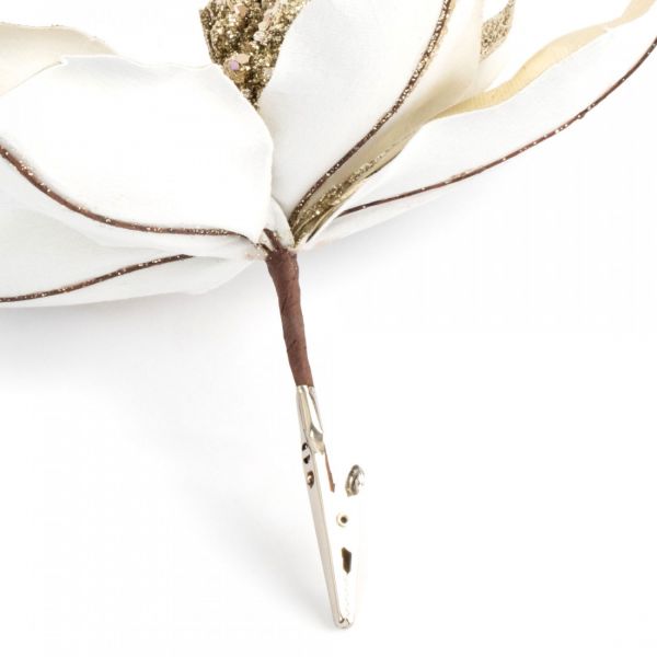 Украшение декоративное 20 см, на клипсе, пластик, золотистое, Цветок, New year
