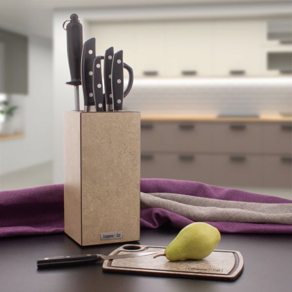 Подставка универсальная для кухонных ножей, 11х11х24 см, порфир кремовый, композитный материал, Fashion, PDN110433KL6, ComposeEat