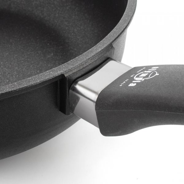 Сковорода глубокая для индукционных плит с антипригарным покрытием 24 см, литой алюминий с алмазным порошком, черный, Diamant Plus, 411.24, OLYMPIA