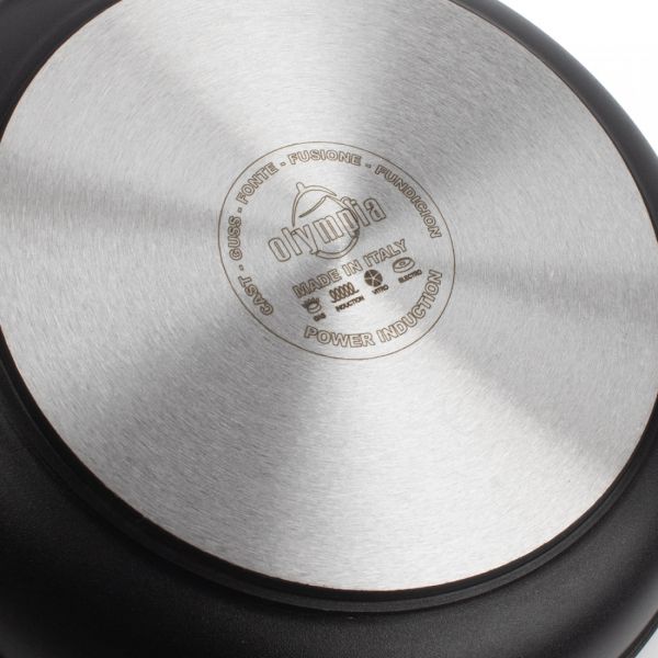 Сковорода для индукционных плит с антипригарным покрытием 24 см, литой алюминий с алмазным порошком, черный, Diamant Plus, 410.24, OLYMPIA