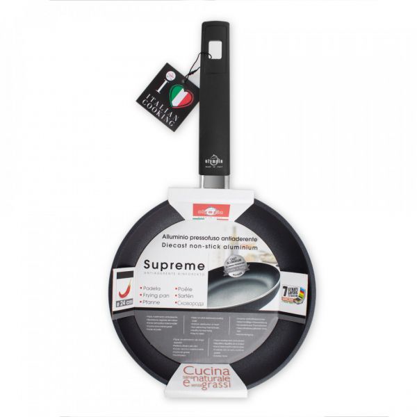 Сковорода с антипригарным покрытием 24 см, литой алюминий c частицами титана, черный, Supreme, 20.24, OLYMPIA