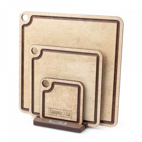 Набор сервировочных досок 3 шт, на подставке, порфир кремовый, в подарочной упаковке, композитный материал, ProFashion ComposeEat