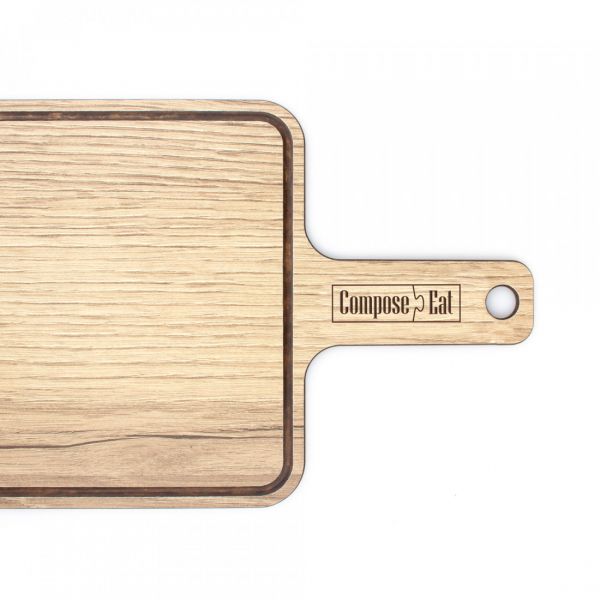 Доска разделочная композитная с ручкой, с желобом 33x18 см, дуб натуральный, Everyday ComposeEat