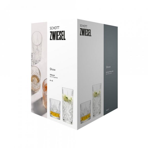 Набор стаканов для виски 334 мл (4 шт) и воды 368 мл (4 шт) Show, 121881, SCHOTT ZWIESEL
