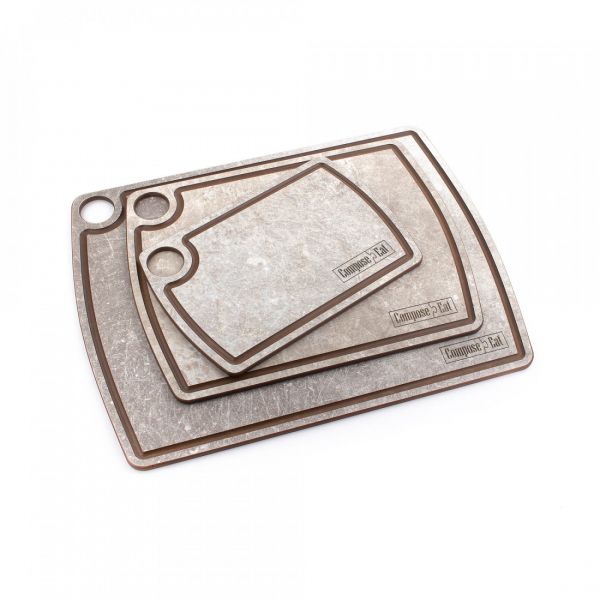 Доска разделочная композитная с желобом 22х15 см, шунгит белый, Fashion ComposeEat