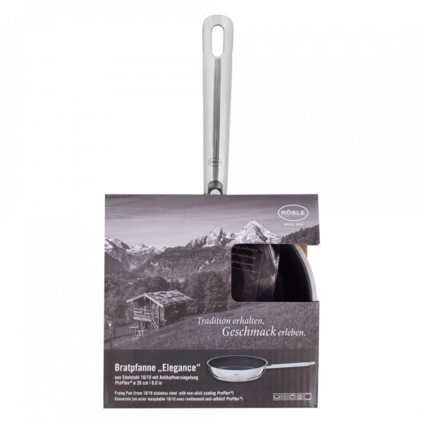 Сковорода с антипригарным покрытием 20 см, нержавеющая сталь, Elegance, 130210, ROESLE