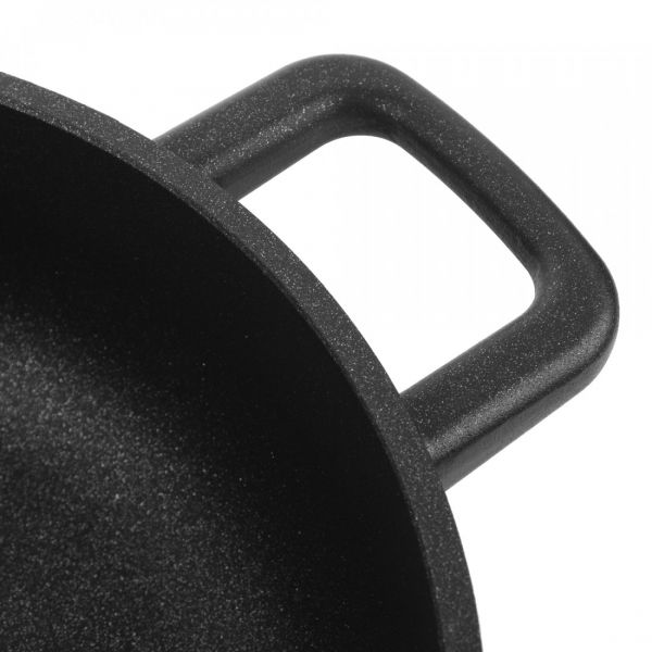 Сотейник с двумя ручками для индукционных плит с антипригарным покрытием 24 см, литой алюминий с алмазным порошком, черный, Diamant Plus, 413.24, OLYMPIA