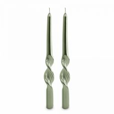 Свеча 25 см, 2 шт, зеленая, Витая, New year